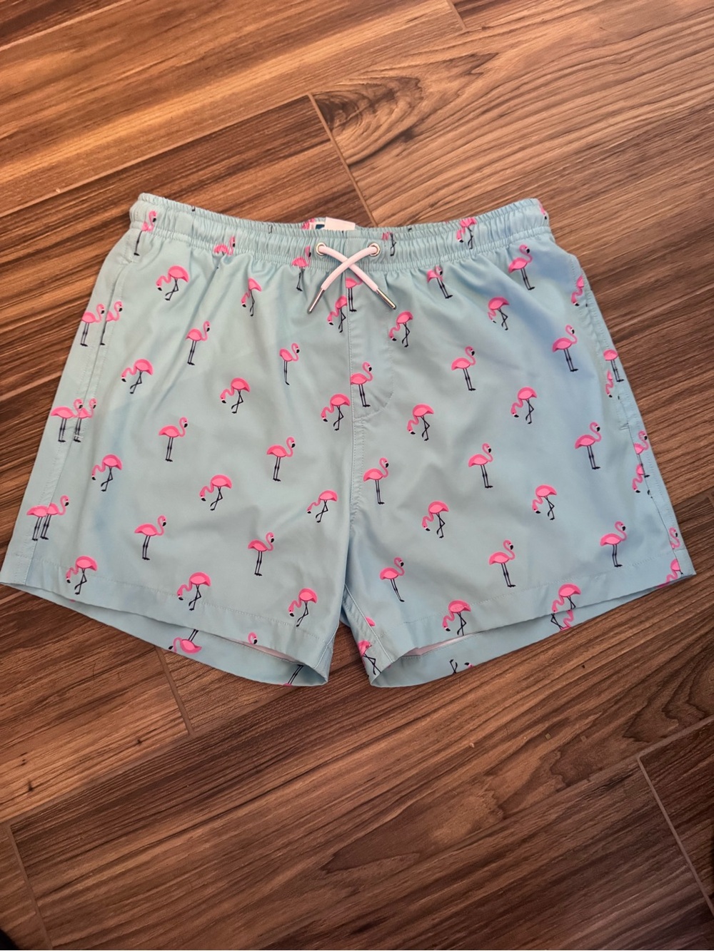 Bermies Light Blue Flamingo Print Swim Shorts
